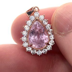 Pink Kunzite 3.30ct Rose Gold Finish Solid 925 Sterling Silver Pendant